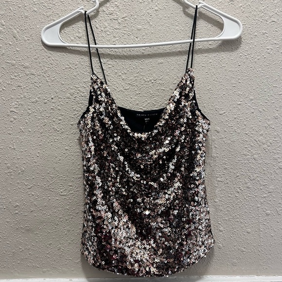 Thirty Thirty Sequin Drape Neck Tank Crop Top NWT - Picture 1 of 6